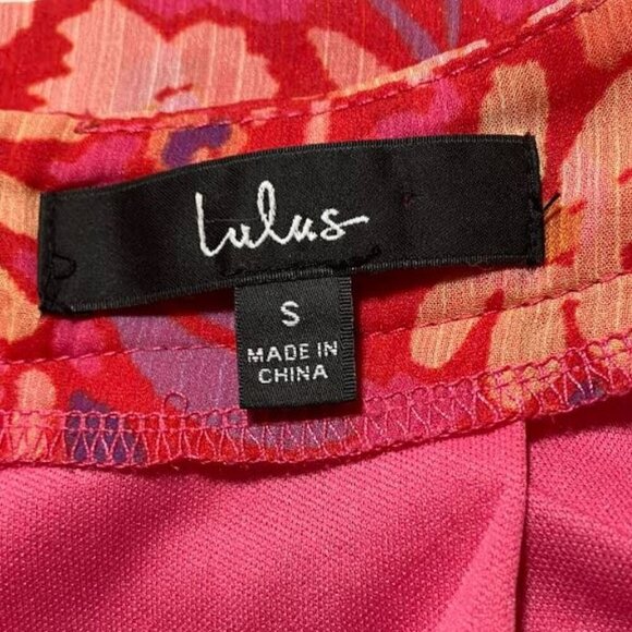 Lulus Flower Fun Red Multi-Floral Print Palazzo Pants Size S EUC - Picture 10 of 12